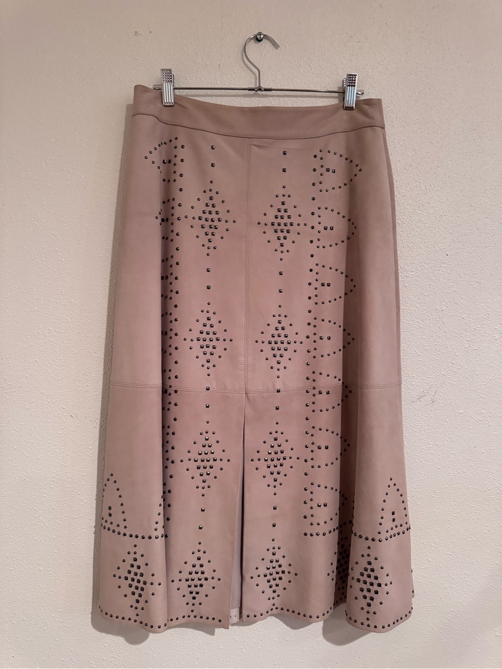 Alice + Olivia Studded Goat Leather Midi Skirt Size 8 NWT